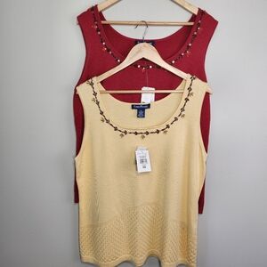 Evan Picone Shell Set Of 2 Knit Top Size 2X Office Teacher NEW